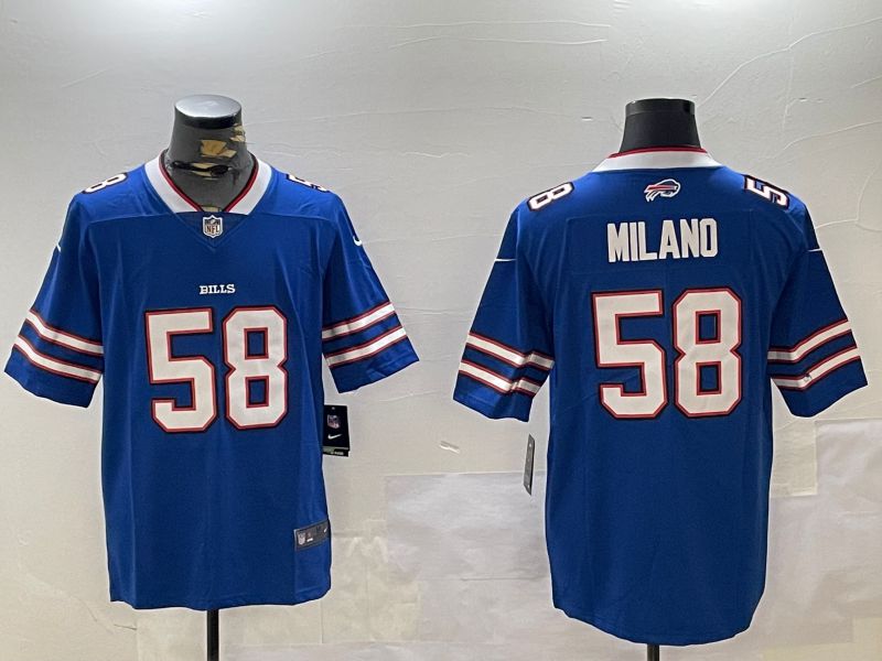 Men Buffalo Bills #58 Milano Blue Second generation 2024 Nike Limited NFL Jersey style 1